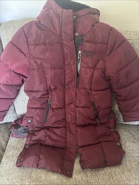 Reebok Maroon Quilted Down-Style Coat